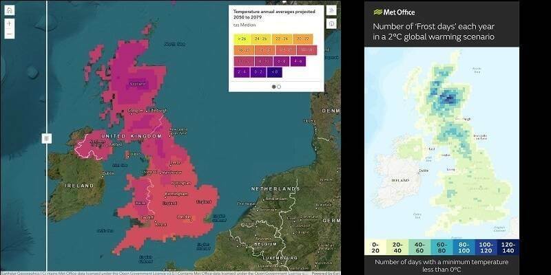 Projected annual average temp 2050 2079 800x400