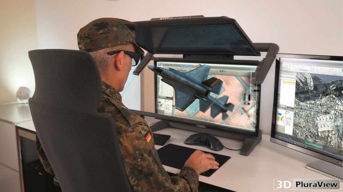 3D PluraView - stereoscopic desktop monitors - shielded and zoned according to NATO standards