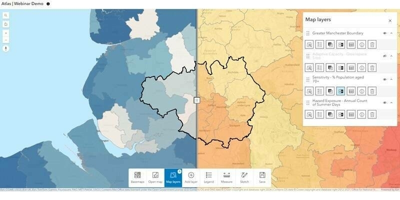 Met Office tool Manchester population and exposure to heat example 800x400