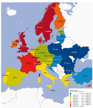 Sales area productivity, Europe 2016 (from import)