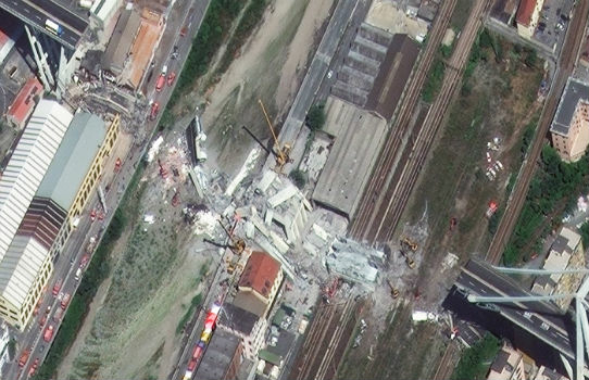 GENOA, ITALY: Satellite Images of Morandi Bridge Collapse (from import)