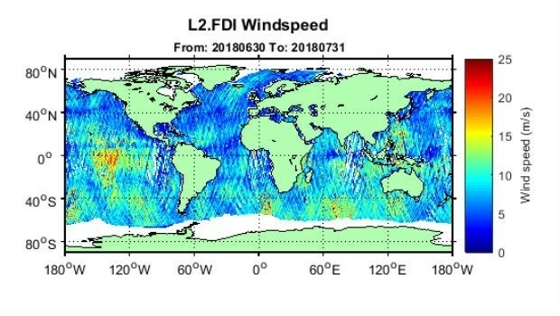 First global GNSS-Reflectometry ocean wind data service (from import)