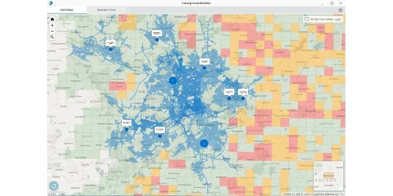 LIVE VIEW Clustering Call Signs Coverage Drivetime