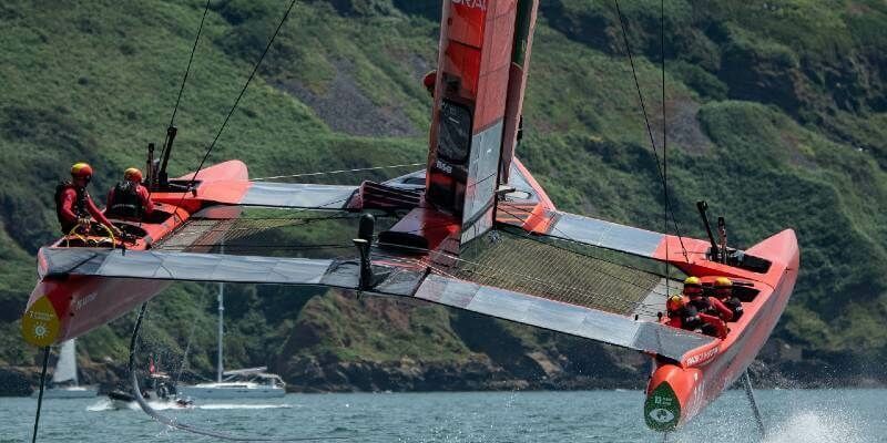 Spain Sail GP Team in action during a practice session ahead of Great Britain Sail GP Event 3 Season 1