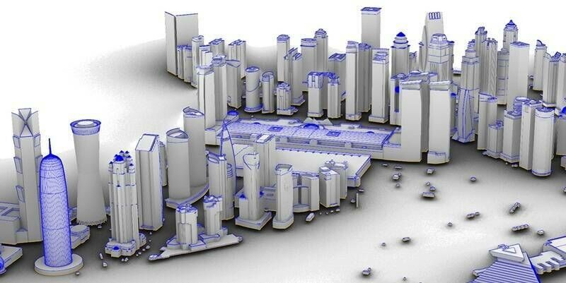 Vectorized watertight LOD 2 city model of Doha 800x400