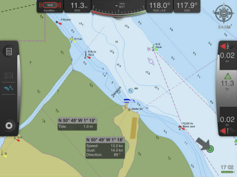 Pilots view Port-Log tide and weather data on Safe Pilot PPU (from import)