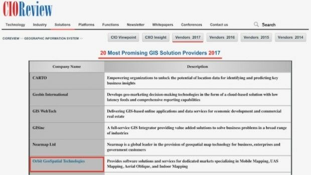 Orbit GT selected as one of 20 most promising geospatial companies (from import)